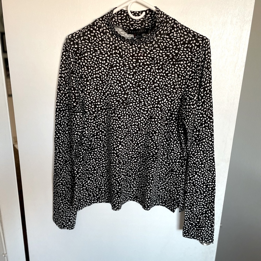 Sanctuary Animal Print Lightweight Turtleneck Top - Size L - Picture 2 of 12